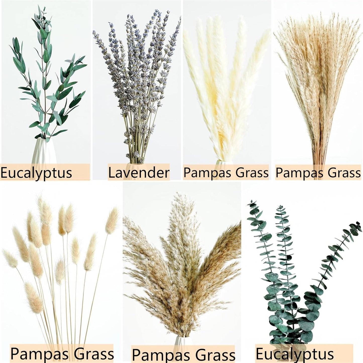 Green Pampas Grass Boho Bouquet – Exquisite Lavender and Eucalyptus Dried Flower Arrangements for Western Boho Decor