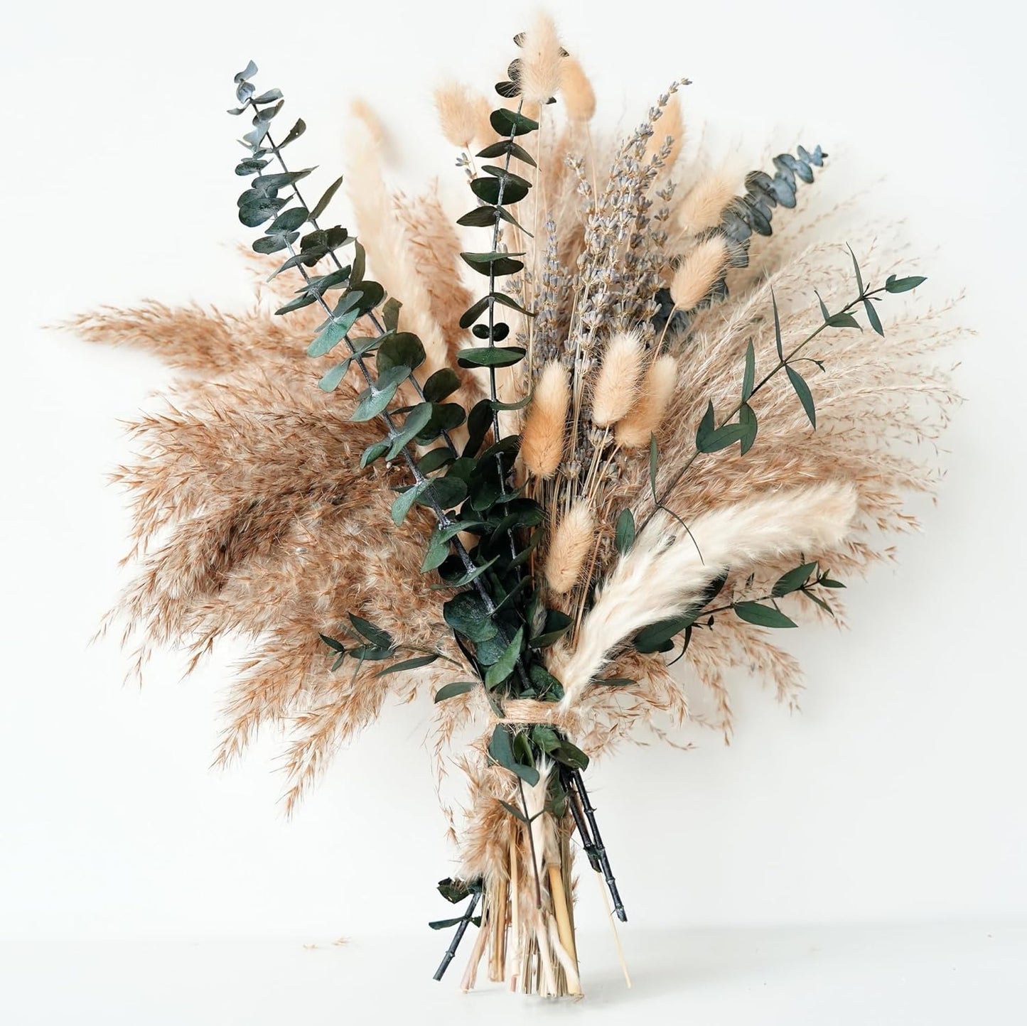 Green Pampas Grass Boho Bouquet – Exquisite Lavender and Eucalyptus Dried Flower Arrangements for Western Boho Decor
