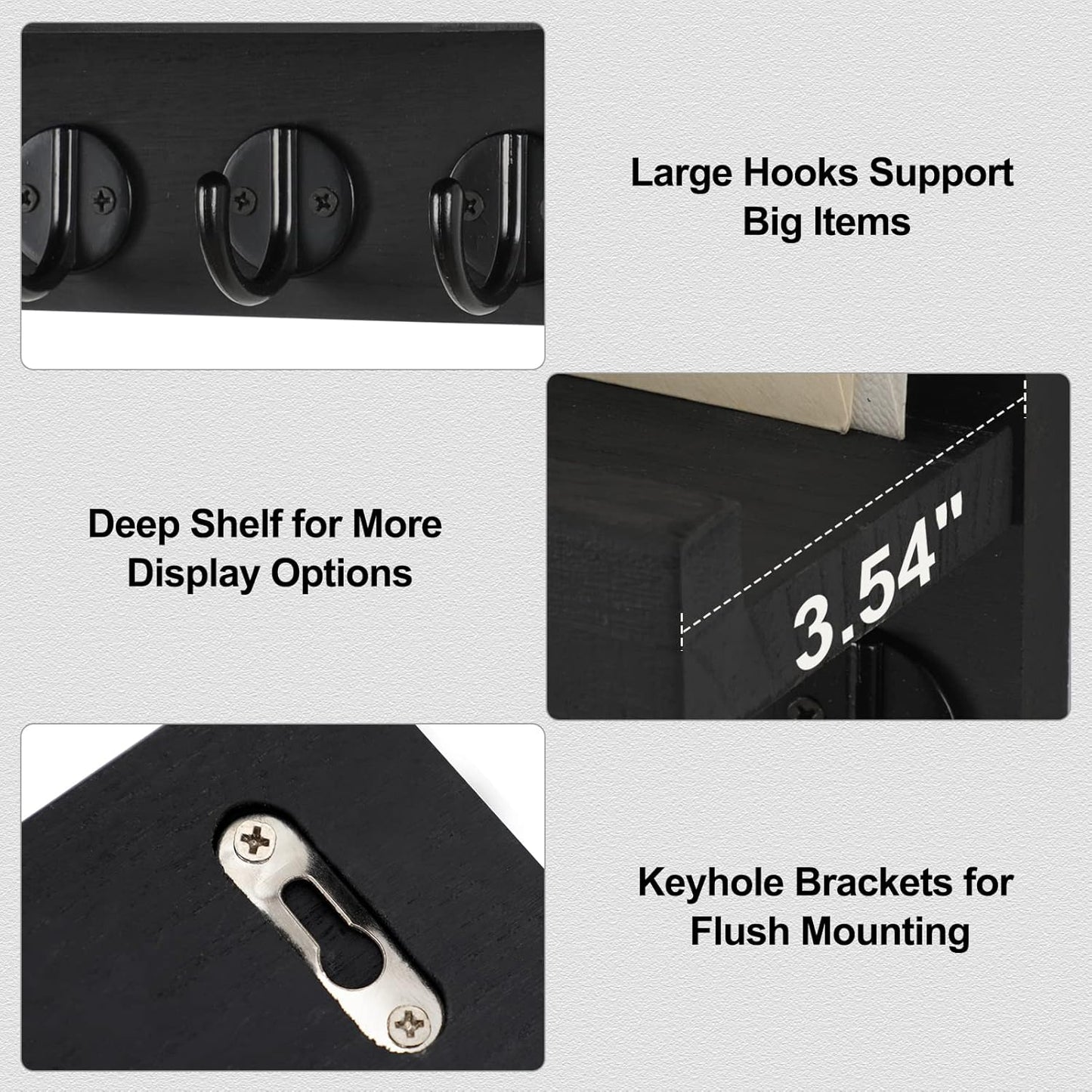 Key Holder for Wall, Decorative Key and Mail Holder with Shelf Has Large Hooks