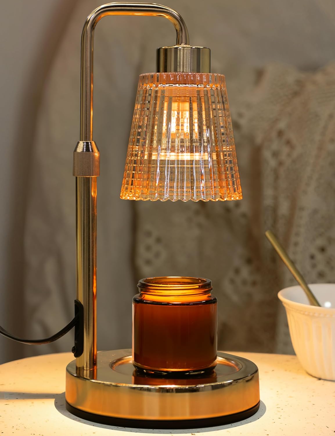Candle Warmer Lamp with Timer Dimmable, Adjustable Height, House Warming Gifts New Home Room Decor, Birthday Gifts for Women Mom, Wax Warmer Lamp for Jar Candles with 2 Bulbs