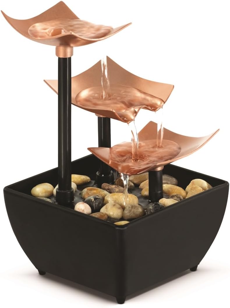 Homedics Tabletop Water Fountain, Home Décor Soothing Sound Machine - Automatic Pump