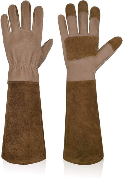 Rose Pruning Gloves for Men & Women, Long Thorn Proof Gardening Gloves, Breathable Pigskin Leather Gauntlet, Best Garden Gifts & Tools for Gardener