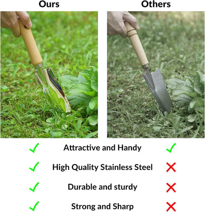 Gardening Hand Tools with Basket – Garden Tool Set with Pruning Shears, Cultivator, Gloves – Heavy-Duty Stainless Steel Gardening Tools