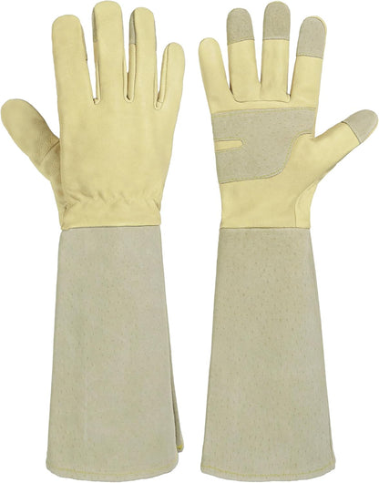 Rose Pruning Gloves for Men & Women, Long Thorn Proof Gardening Gloves, Breathable Pigskin Leather Gauntlet, Best Garden Gifts & Tools for Gardener