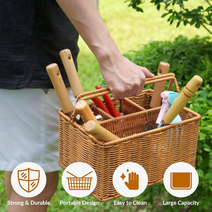 Gardening Hand Tools with Basket – Garden Tool Set with Pruning Shears, Cultivator, Gloves – Heavy-Duty Stainless Steel Gardening Tools