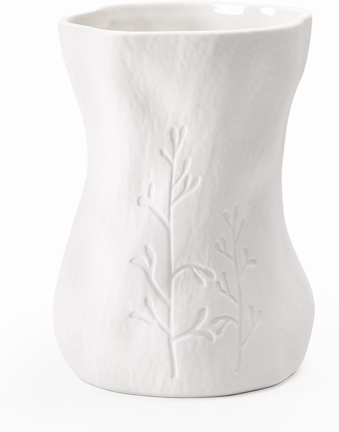 6 Inch White Ceramic Vase for Home Decor - Small Modern Minimalist Flower Vase, Elegant Table Centerpiece