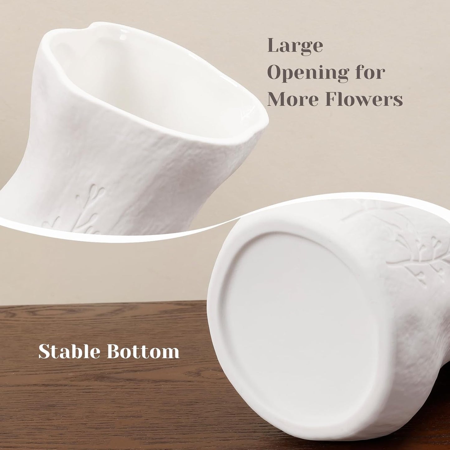 6 Inch White Ceramic Vase for Home Decor - Small Modern Minimalist Flower Vase, Elegant Table Centerpiece