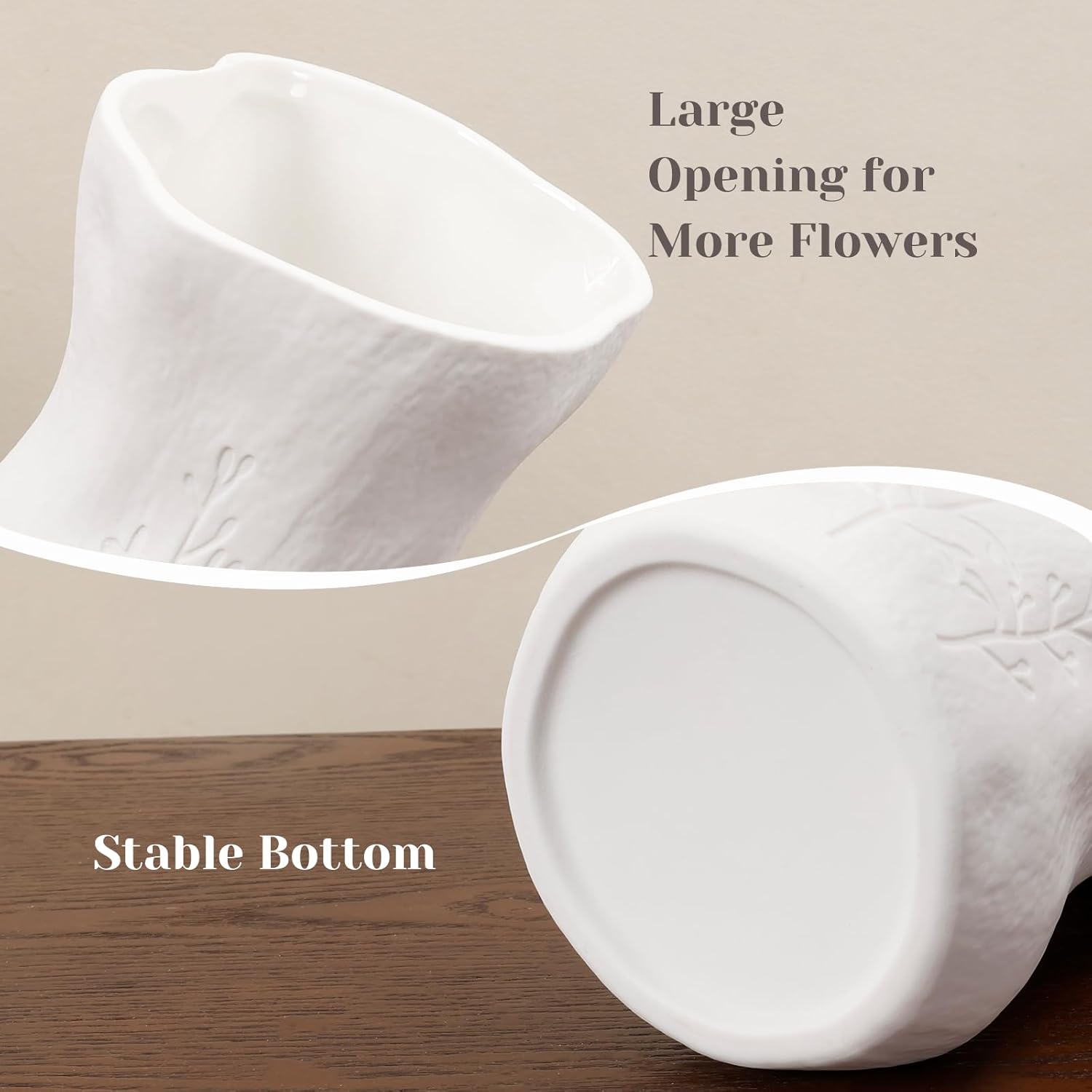 6 Inch White Ceramic Vase for Home Decor - Small Modern Minimalist Flower Vase, Elegant Table Centerpiece