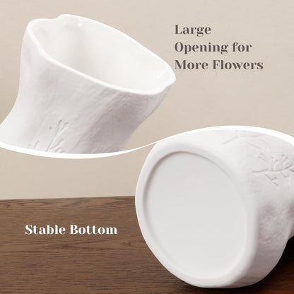 6 Inch White Ceramic Vase for Home Decor - Small Modern Minimalist Flower Vase, Elegant Table Centerpiece