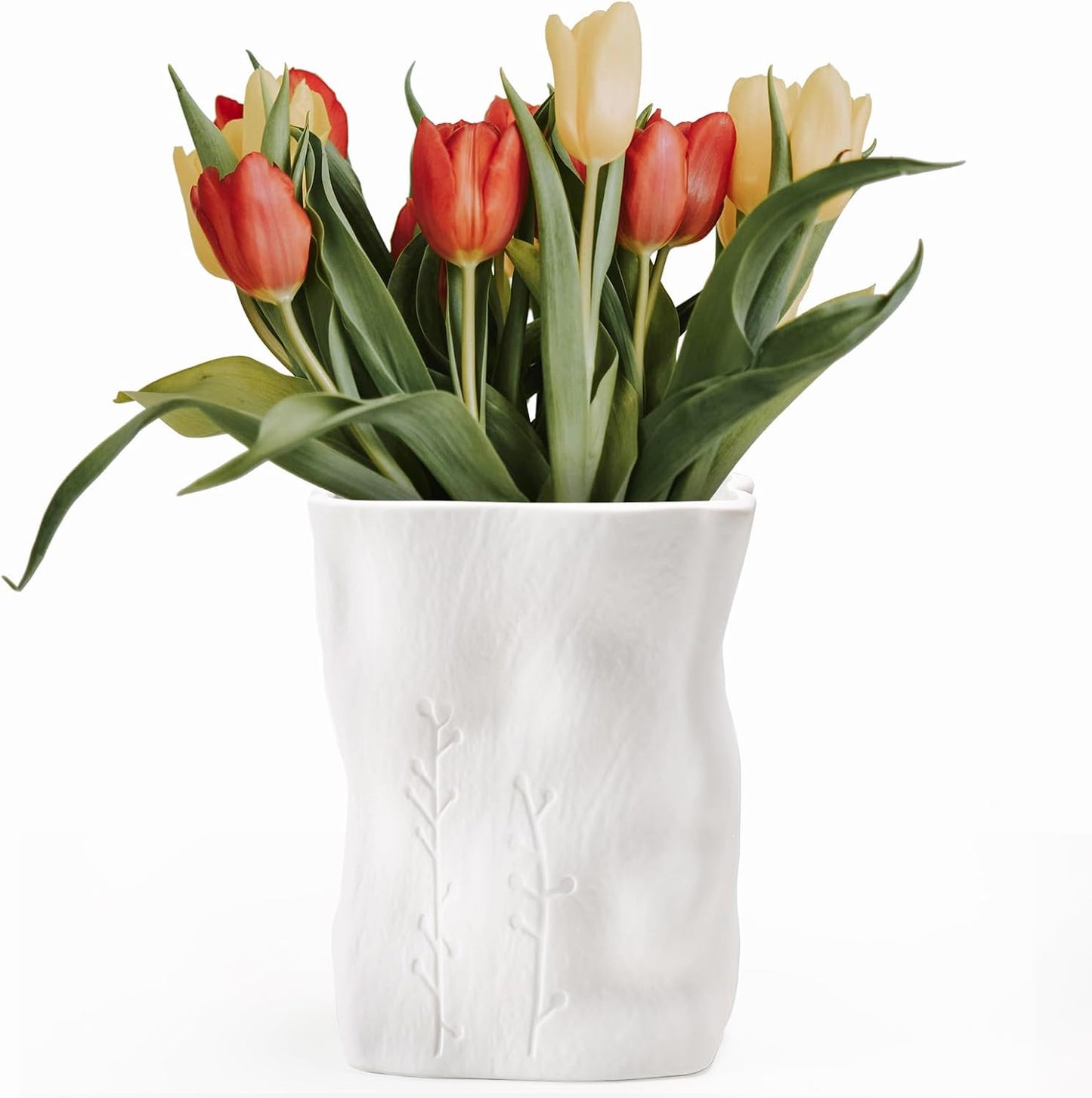 6 Inch White Ceramic Vase for Home Decor - Small Modern Minimalist Flower Vase, Elegant Table Centerpiece