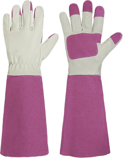 Rose Pruning Gloves for Men & Women, Long Thorn Proof Gardening Gloves, Breathable Pigskin Leather Gauntlet, Best Garden Gifts & Tools for Gardener