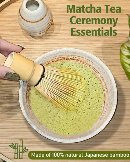 Matcha Whisk Set with Matcha Bowl, Matcha Whisk Holder Matcha Bamboo Whisk, Scoop, Sifter, Unique Gifts 