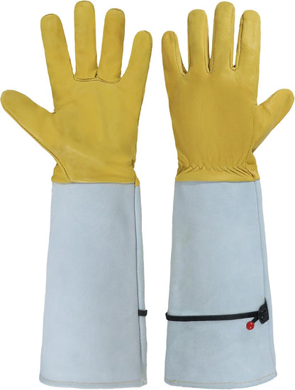 Rose Pruning Gloves for Men & Women, Long Thorn Proof Gardening Gloves, Breathable Pigskin Leather Gauntlet, Best Garden Gifts & Tools for Gardener