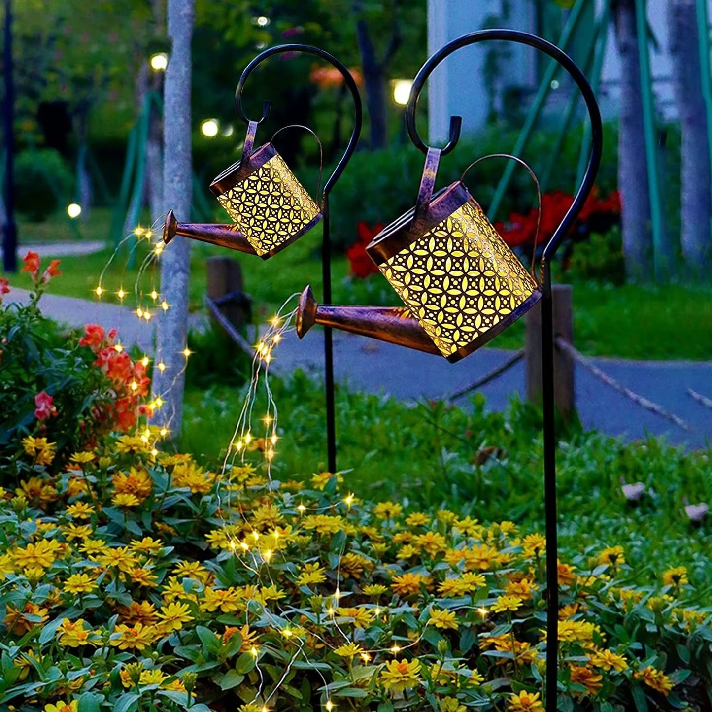 Solar Watering Can with Lights – Outdoor Garden Decor, Hanging Metal Lantern, Waterproof LED for Patio, Yard, Walkway