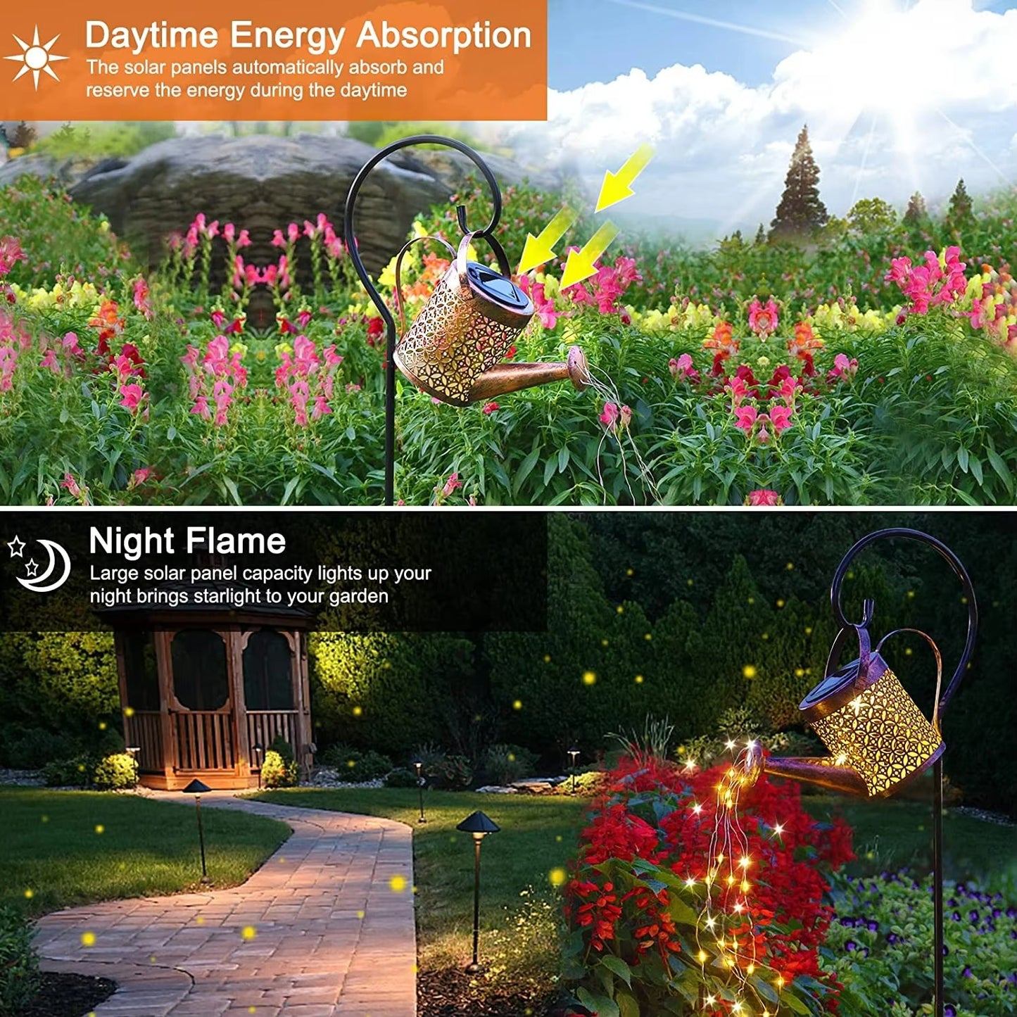 Solar Watering Can with Lights – Outdoor Garden Decor, Hanging Metal Lantern, Waterproof LED for Patio, Yard, Walkway