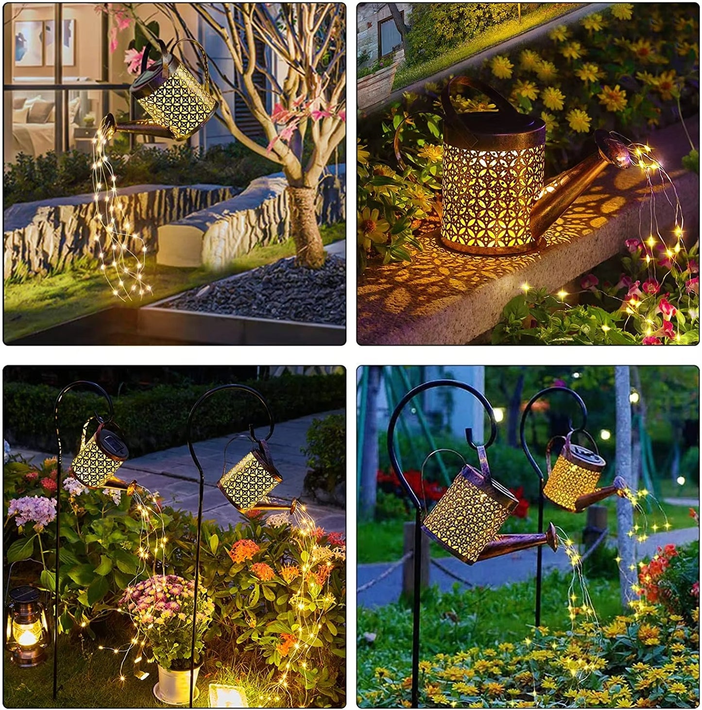 Solar Watering Can with Lights – Outdoor Garden Decor, Hanging Metal Lantern, Waterproof LED for Patio, Yard, Walkway
